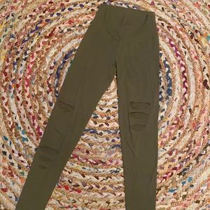 Army green aerie leggings with slits/holes !!